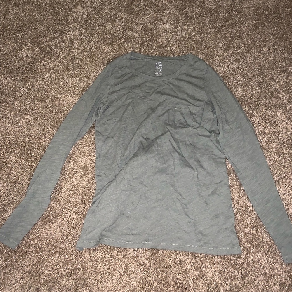 Aerie Olive Green Real Soft Long Sleeve Pocket Tee